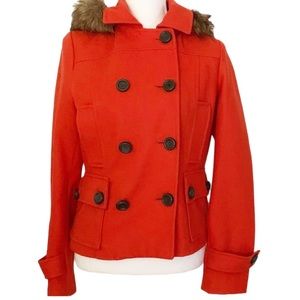 Delias Hooded Faux Fur Peacoat Coat Size Medium